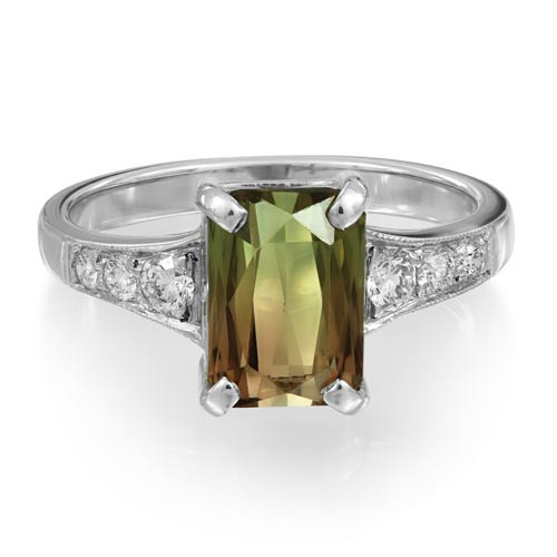 tourmaline ring 2.93ct. set with diamond in shoulder set ring smallest Image