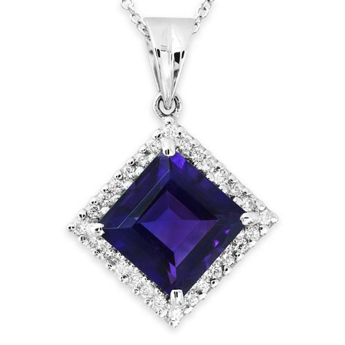 amethyst pendant 4.72ct. set with diamond in cluster pendant smallest Image
