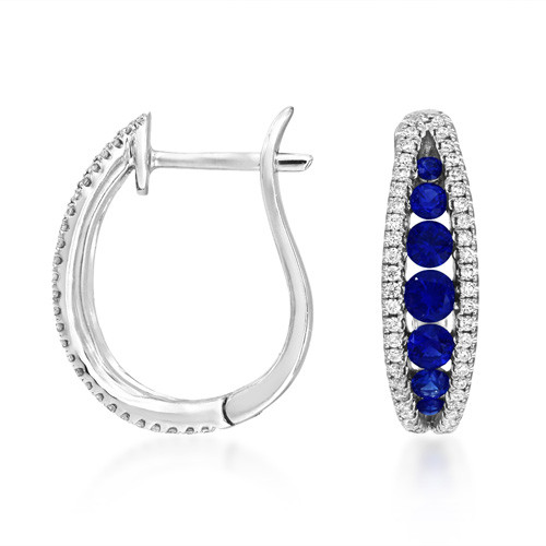 sapphire earrings 0.73ct. set with diamond in hoop earrings smallest Image