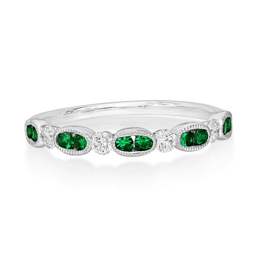 emerald ring 0.16ct. set with diamond in eternity ring smallest Image