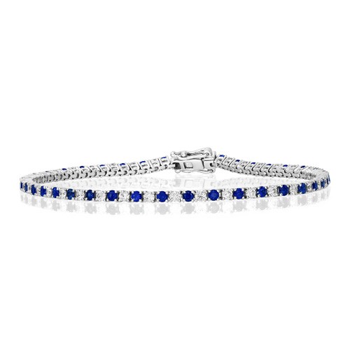 sapphire bracelet 1.53ct. set with diamond in line bracelet smallest Image