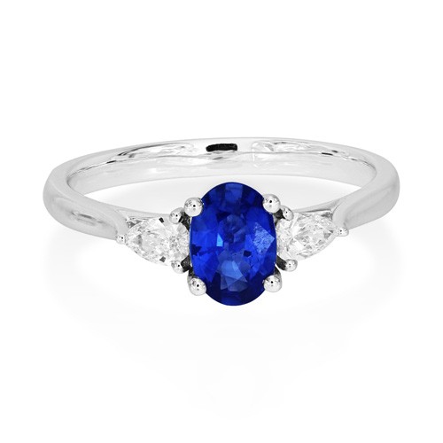sapphire ring 0.77ct. set with diamond in three stone ring smallest Image
