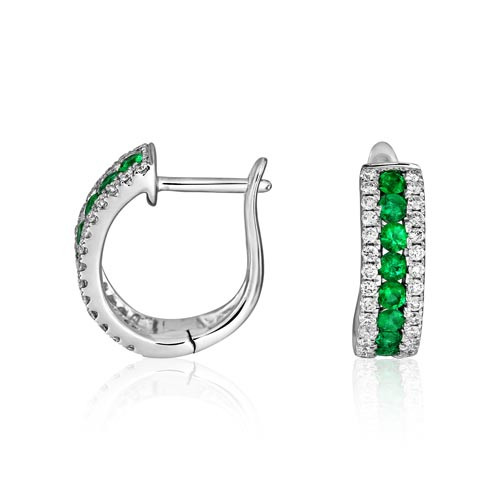 emerald earrings 0.47ct. set with diamond in hoop earrings smallest Image