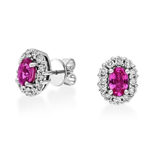 pink sapphire earrings 1.26ct. set with diamond in cluster earrings smallest Image