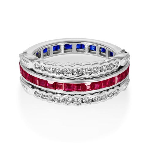 ruby sapphire ring 1.94ct. set with diamond in eternity ring smallest Image