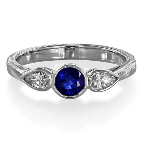 sapphire ring 0.5ct. set with diamond in three stone ring smallest Image