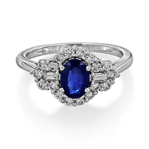 sapphire ring 1.33ct. set with diamond in vintage ring smallest Image