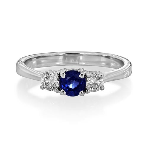 sapphire ring 0.54ct. set with diamond in three stone ring smallest Image
