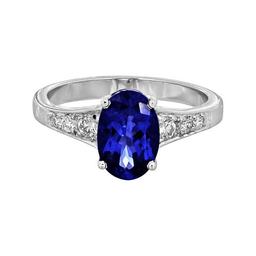 tanzanite ring 2ct. set with diamond in shoulder set ring smallest Image