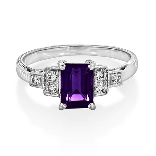 amethyst ring 1.2ct. set with diamond in seven stone ring smallest Image