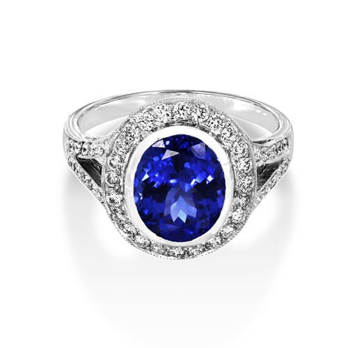 tanzanite ring 2.93ct. set with diamond in vintage ring smallest Image