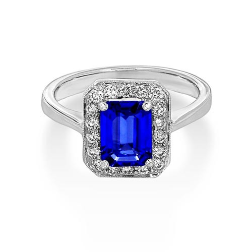 tanzanite ring 1.65ct. set with diamond in cluster ring smallest Image