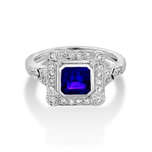 amethyst ring 0.99ct. set with diamond in vintage ring smallest Image