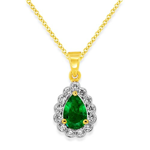 emerald pendant 0.71ct. set with diamond in cluster pendant smallest Image