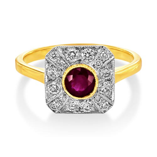 ruby ring 0.58ct. set with diamond in vintage ring smallest Image