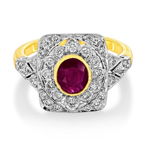 ruby ring 1.12ct. set with diamond in vintage ring smallest Image