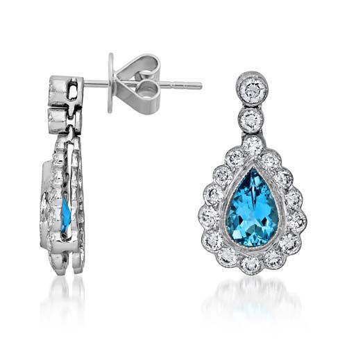 aquamarine earrings 1.04ct. set with diamond in drop earrings smallest Image