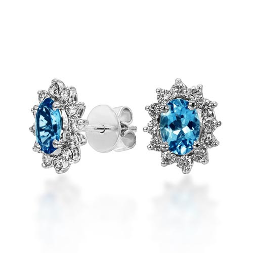 aquamarine earrings 1.18ct. set with diamond in cluster earrings smallest Image