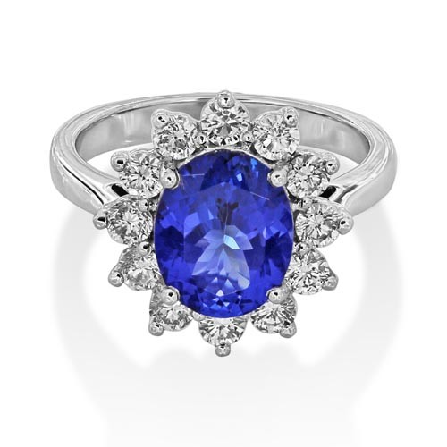 tanzanite ring 2.68ct. set with diamond in cluster ring smallest Image