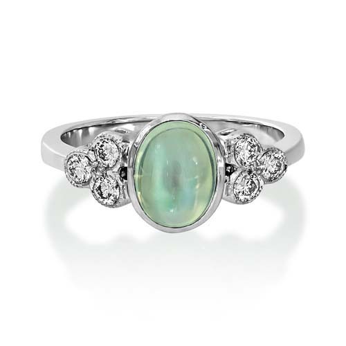 rainbow moonstone ring 1.26ct. set with diamond in seven stone ring smallest Image