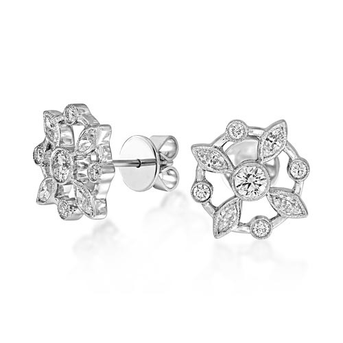 0.93ct. diamond earrings set with diamond in cluster earrings smallest Image