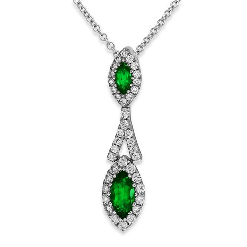 emerald pendant 0.26ct. set with diamond in cluster pendant smallest Image