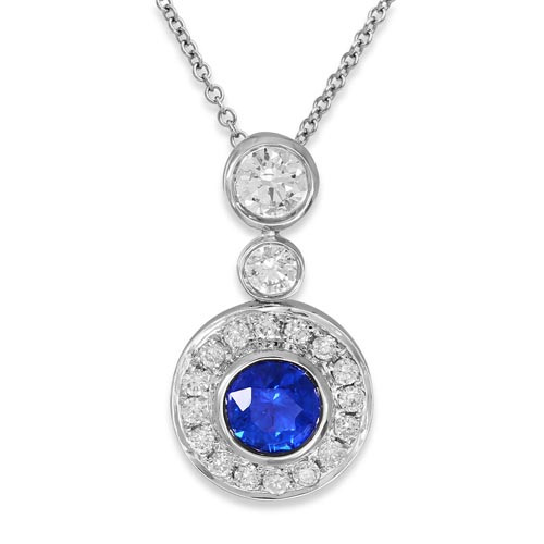 sapphire pendant 0.24ct. set with diamond in cluster pendant smallest Image