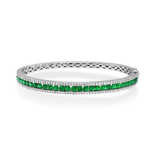 emerald bangle 1.95ct. set with diamond in line bangle smallest Image