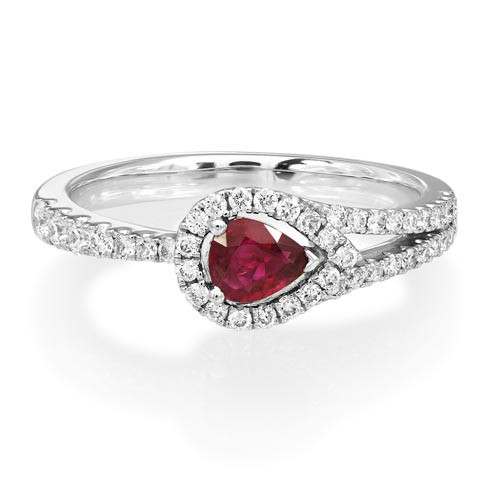 ruby ring 0.32ct. set with diamond in cluster ring smallest Image