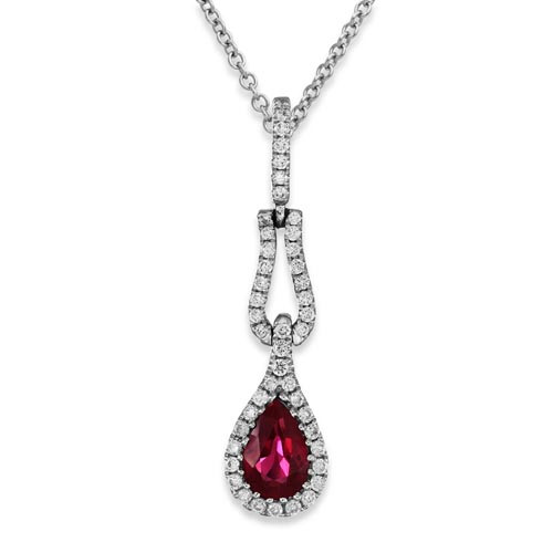 ruby pendant 0.45ct. set with diamond in cluster pendant smallest Image