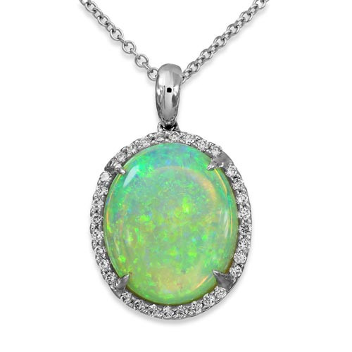 opal pendant 5.97ct. set with diamond in cluster pendant smallest Image