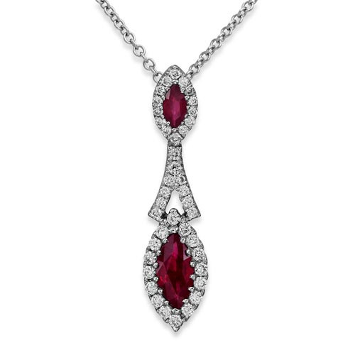 ruby pendant 0.43ct. set with diamond in cluster pendant smallest Image