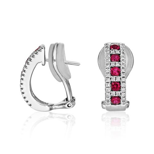 ruby earrings 0.51ct. set with diamond in hoop earrings smallest Image