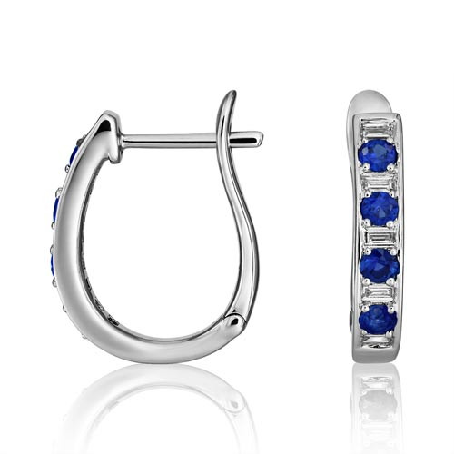 sapphire earrings 0.44ct. set with diamond in hoop earrings smallest Image