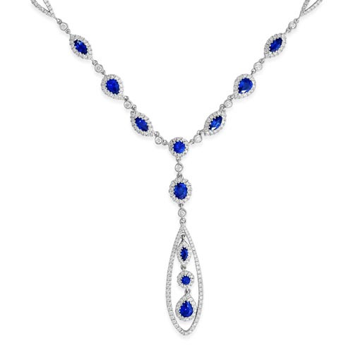 sapphire necklace 2.19ct. set with diamond in cluster necklace smallest Image