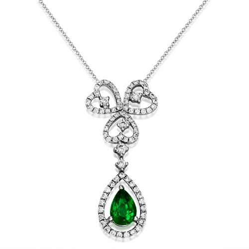 emerald necklace 0.79ct. set with diamond in cluster necklace smallest Image