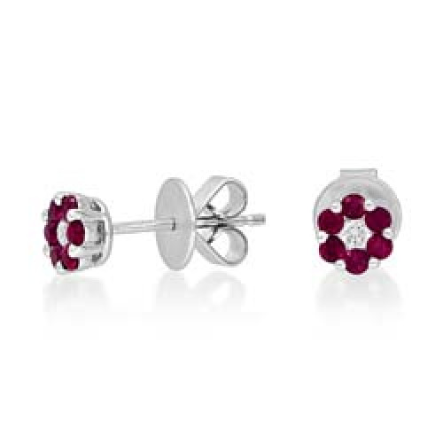 ruby earrings 0.41ct. set with diamond in cluster earrings smallest Image