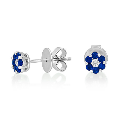 sapphire earrings 0.31ct. set with diamond in cluster earrings smallest Image