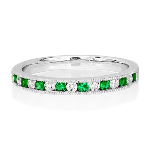 emerald ring 0.14ct. set with diamond in eternity ring smallest Image