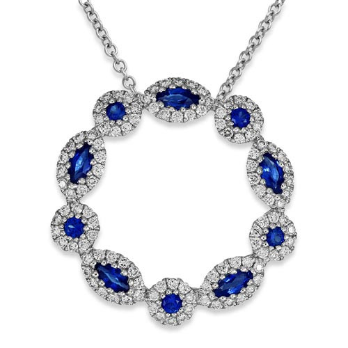 sapphire pendant 0.61ct. set with diamond in cluster pendant smallest Image
