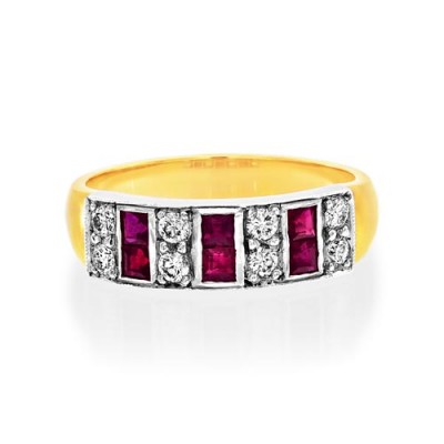 ruby ring 0.54ct. set with diamond in wide band ring smallest Image