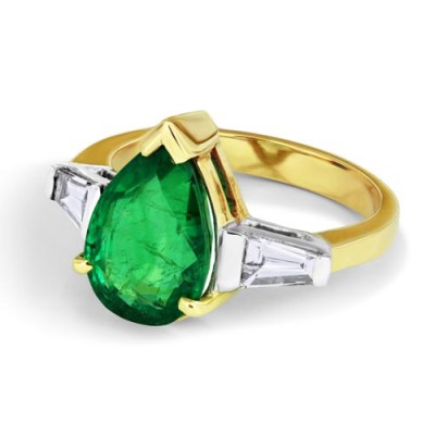 emerald ring 3.75ct. set with diamond in three stone ring smallest Image