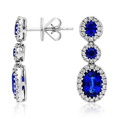 sapphire earrings 2.59ct. set with diamond in drop earrings smallest Image