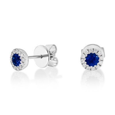 sapphire earrings 0.41ct. set with diamond in cluster earrings smallest Image