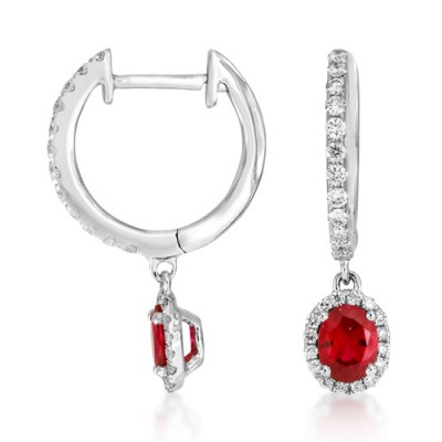 ruby earrings 0.55ct. set with diamond in drop earrings smallest Image