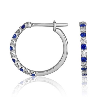sapphire earrings 0.24ct. set with diamond in hoop earrings smallest Image