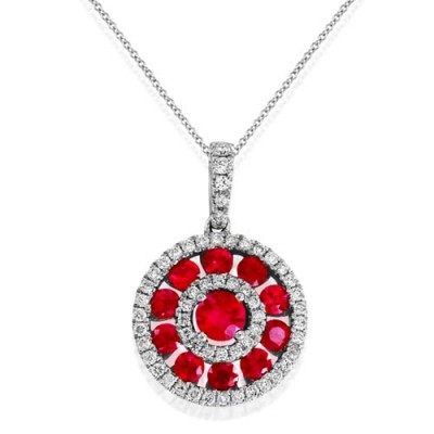 ruby pendant 0.83ct. set with diamond in cluster pendant smallest Image