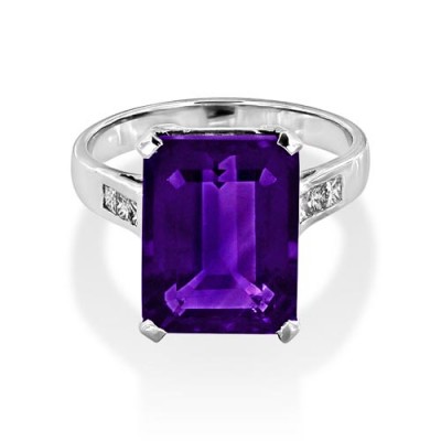 amethyst ring 6.88ct. set with diamond in shoulder set ring smallest Image