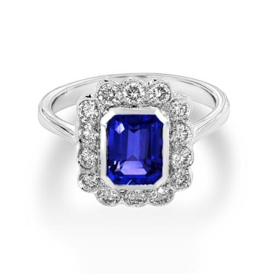 tanzanite ring 1.73ct. set with diamond in cluster ring smallest Image