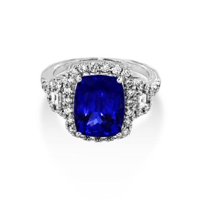 tanzanite ring 5.57ct. set with diamond in vintage ring smallest Image